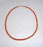 Ketting Bloedkoraal tonnetjes oranje zilver, Ophalen of Verzenden, Zilver, Armband