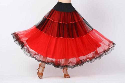 Rood zwarte flamenco rok dans kleding ballroom waltz dames, Sport en Fitness, Dansen, Nieuw, Kleding, Verzenden