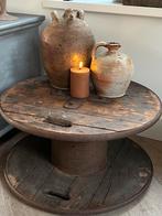 Oude houten haspel bijzettafel/ salontafel, Ophalen of Verzenden