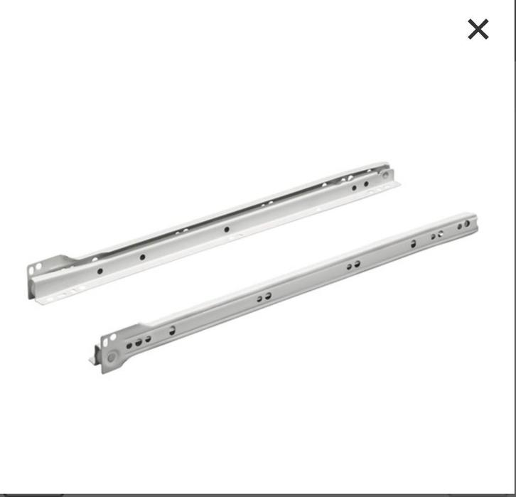 Hettich rolgeleiders FR302 450 mm wit – 5 paar, Doe-het-zelf en Verbouw, IJzerwaren en Bevestigingsmiddelen, Zo goed als nieuw