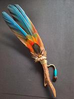 Unieke Smudge veren waaier op stukje gewei, Ophalen of Verzenden