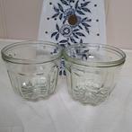 2 Glazen Vintage Puddingvormen ( geperst glas ), Ophalen of Verzenden