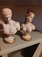 2 oude beeldjes albast gesigneerd griekse god en godin, Antiek en Kunst, Ophalen of Verzenden