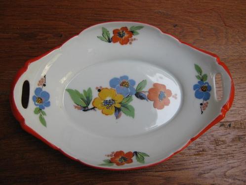Fleurig art deco serveerschaaltje, Victoria China, Antiek en Kunst, Antiek | Servies los, Ophalen of Verzenden