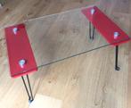 Elegant design salontafel van glas met hairpin poten, Ophalen, 50 tot 100 cm, 50 tot 100 cm, Zo goed als nieuw