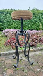 5 exclusieve vintage gietijzeren barkrukken lederen zitting, Huis en Inrichting, Barkrukken, 5 krukken of meer, 60 tot 90 cm, Met voetsteun