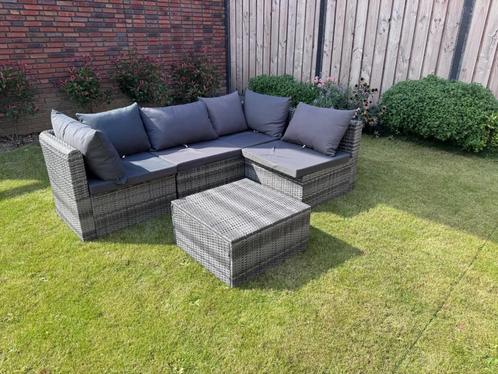Loungeset 5-delig met kussens 210cmx140cm, Tuin en Terras, Tuinsets en Loungesets, Zo goed als nieuw, Loungeset, Rotan, 4 zitplaatsen