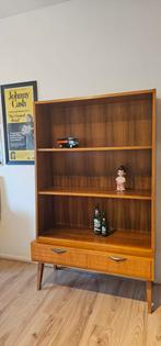 Teakhouten boekenkast / vitrine jaren 50/60, Ophalen, Met plank(en), Teakhout, 50 tot 100 cm