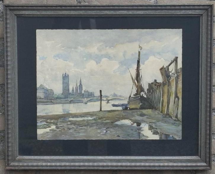 Nicolas Markovitsch Marc (1894-1964). Thames River London., Antiek en Kunst, Kunst | Litho's en Zeefdrukken, Ophalen