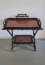 vintage antieke sidetable thee-tafel twee losse dienbladen, Huis en Inrichting, Tafels | Sidetables, Ophalen, 50 tot 100 cm, Overige houtsoorten