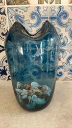 Glazen vaas blauw , 24 cm, Ophalen of Verzenden
