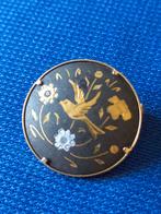 Damascene broche met vogeltje, Overige materialen, Tweedehands, Tweedehands, Minder dan 4 cm