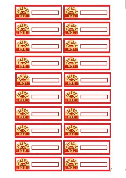 ROCK 'n ROLL JUKEBOXEN, logo titelkaartjes, voor 45 RPM, Verzamelen, Automaten | Jukeboxen, Nieuw, Overige merken, 1950 tot 1960