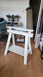 Ikea Finnvard Schragen - Wit Hout - Bureaupoten, Huis en Inrichting, Tafelonderdelen, Ophalen, Tafelpoot, Gebruikt, 50 tot 100 cm