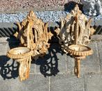 2 Brocante zware gietijzeren muur kandelaars., Tuin en Terras, Tuinwanddecoratie, Ophalen