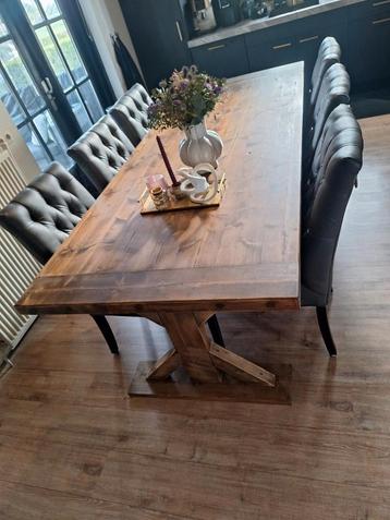 Mooie houten kloostertafel 240x100 + evt 6 stoelen! beschikbaar voor biedingen