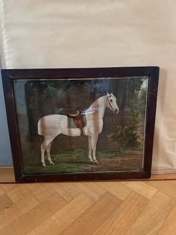Brocante schilderij afbeelding paard beschikbaar voor biedingen