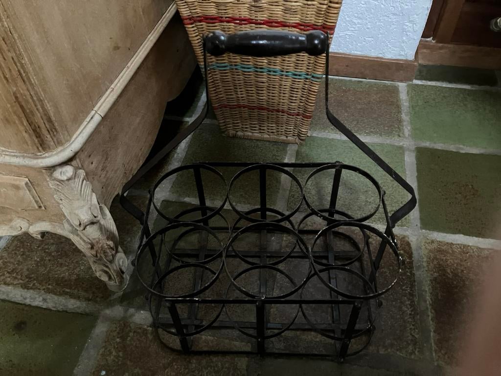 Ijzeren mand voor zes melkflessen, Tuin en Terras, Ophalen of Verzenden