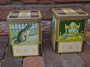 2 vintage antieke Aap - Noot - Mies blikjes €9 beschikbaar voor biedingen