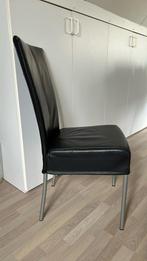 Twee zwart leren stoelen, Gebruikt, Twee, Zwart, Leer