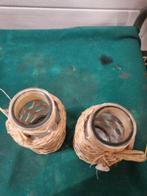 vaasjes met rotan ombonden 2 stuks, Huis en Inrichting, Woonaccessoires | Vazen, Ophalen of Verzenden, 'T Olde Gre-j, Info@toldegrej.nl