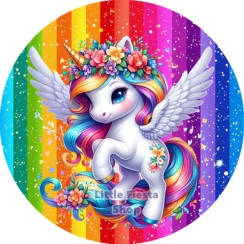 LF1811 icing frosting eenhoorn 20cm eetbare taart print top, Hobby en Vrije tijd, Taarten en Cupcakes maken, Nieuw, Versiering