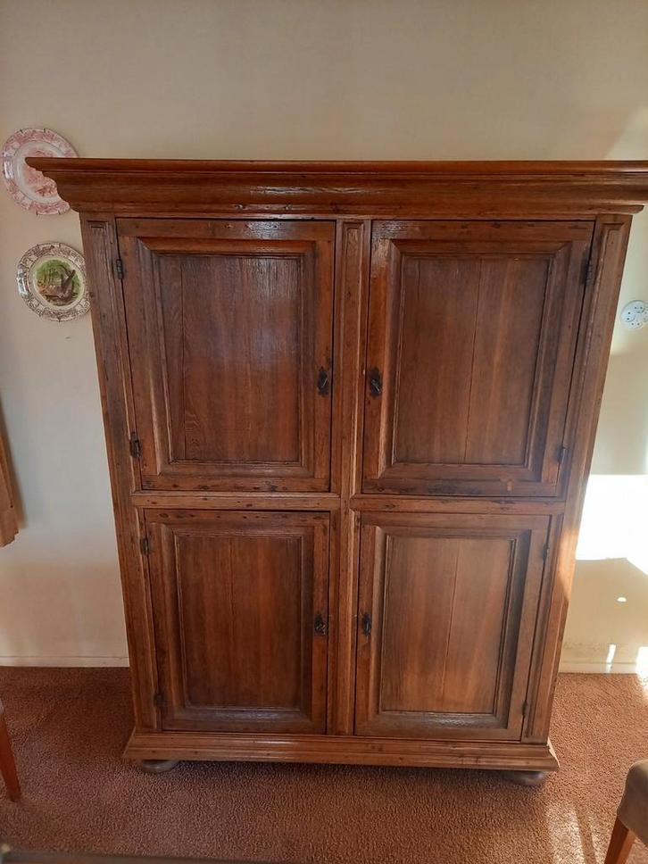 Antieke gerestaureerde linnenkast, massief hout, Huis en Inrichting, Kasten | Kledingkasten, Gebruikt, 150 tot 200 cm, 150 tot 200 cm