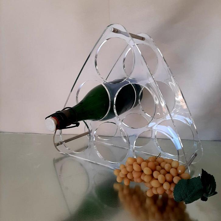 Jaren 80 plexiglas wijnrek, Huis en Inrichting, Woonaccessoires | Wijnrekken, Gebruikt, Minder dan 50 cm, Kunststof, 5 tot 15 flessen