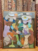 Enorm groot kunstwerk Leo Dooper, Vis Eetsters 136x156cm, Ophalen