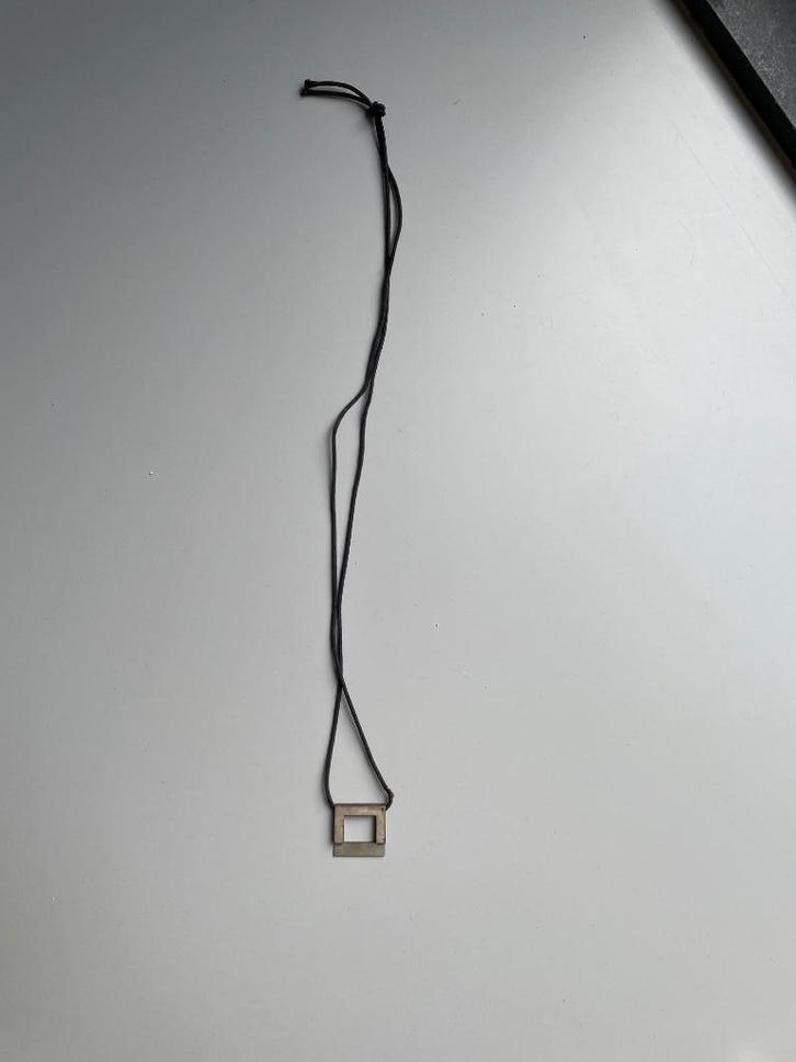 Jan Des Bouvrie zilver vintage ketting vierkant 1998, Sieraden, Tassen en Uiterlijk, Kettingen, Zo goed als nieuw, Zilver, Zilver