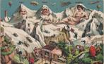Surrealisme. Gezichten in bergen. Jungfrau Zeppelin oude AK., Verzenden, 1920 tot 1940, Ongelopen, Overige thema's
