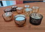 9x waxinelichthouder glas, Overige materialen, Zwart, Ophalen of Verzenden, Zo goed als nieuw
