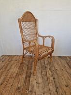 Vintage rotan boho stijl rieten stoel, Huis en Inrichting, Stoelen, Bruin, Zo goed als nieuw, Eén, Ophalen