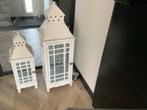Witte Houten Lantaarns - Set van 3, 50 tot 75 cm, Wit, Ophalen of Verzenden, Zo goed als nieuw