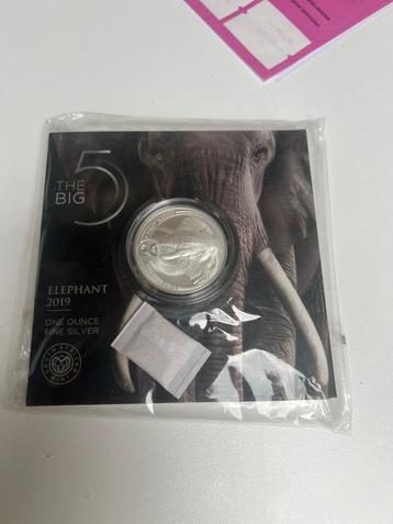 Zilveren munt - The Big 5 Olifant 2019 | 1 ounce Zuid-Afrika beschikbaar voor biedingen