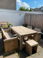 Steigerhouten eettafel-tuinset, Ophalen, Zo goed als nieuw, Steigerhout, Eettafel