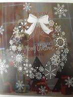 Grote raamsticker kerst kerstkrans kerstballen kerstboom wit, Ophalen of Verzenden, Nieuw