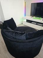 Zwarte Velvet Loveseat / Bank, Ophalen, Gebruikt, Tweepersoons, 75 tot 100 cm