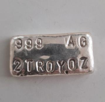 2 Troy Ounce (about 62 grams) Silver/Zilver bar