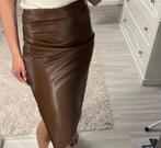 Leren Gladde Cognac kleurige Lange Rok maat M, Kleding | Dames, Rokken, Maat 38/40 (M), Bruin, Verzenden, Zo goed als nieuw