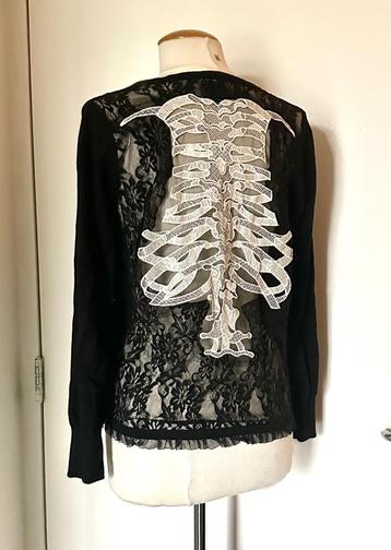 Gothic Vest Too Fast Brand skelet kant zwart wit maat L XL beschikbaar voor biedingen