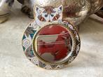 Poes .. Spiegel cloisonnee // hoog 9x7.5 cm, Ophalen of Verzenden