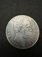Zilveren munt 1879 Italie 5 Lire, Ophalen of Verzenden, Italië, Zilver
