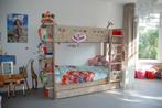 Mooi steigerhouten stapelbed met lade en boekenkast, Kinderen en Baby's, Kinderkamer | Stapelbedden en Hoogslapers, Gebruikt, Stapelbed