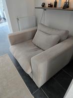 Beige Stoffen Fauteuil 1.5 Zits, Ophalen, 75 tot 100 cm, Zo goed als nieuw, 100 tot 125 cm