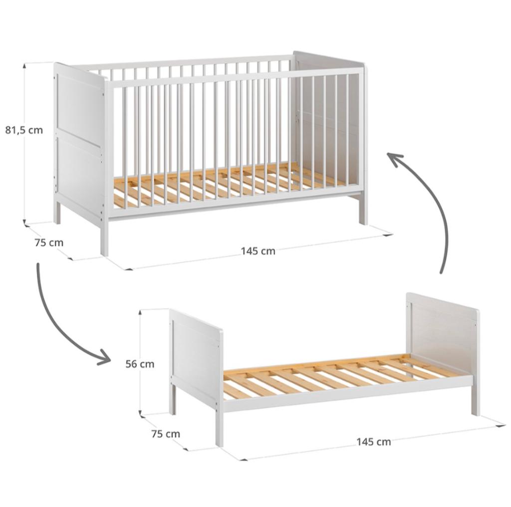 Meegroeibed babybedje / ledikant / peuterbed incl extras, Ophalen, Gebruikt, Ledikant