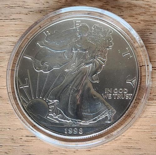 1 oz American Eagle 1998 zilver, Postzegels en Munten, Edelmetalen en Baren, Zilver, Ophalen of Verzenden