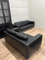 Machalke&Machalke zwarte leren banken, Ophalen of Verzenden, Zo goed als nieuw, Rechte bank, 200 tot 250 cm