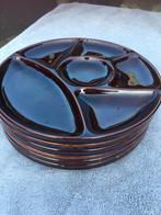 6x vintage fondue borden mooi diep donker bruin., Huis en Inrichting, Keuken | Servies, Keramiek, Nieuw, Ophalen of Verzenden