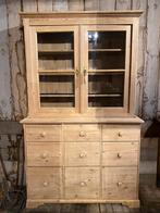 Landelijk oud grenen kast vitrine ladekast